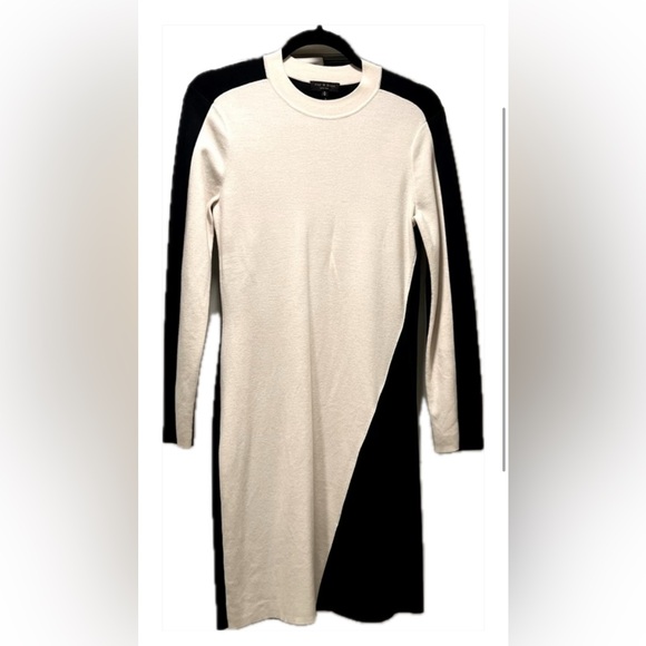 rag & bone Dresses & Skirts - RAG & BONE Mixed Fabric Knit Sweater dress, Cream & Black, M